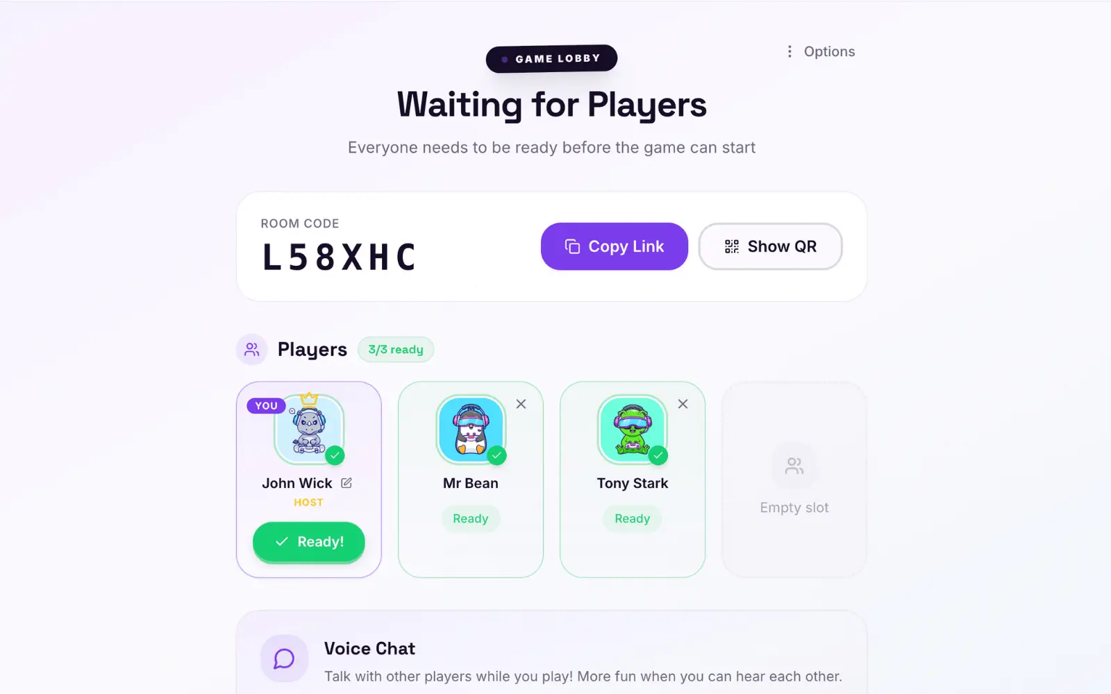 Draw Duel room lobby - create or join a drawing duel with room code